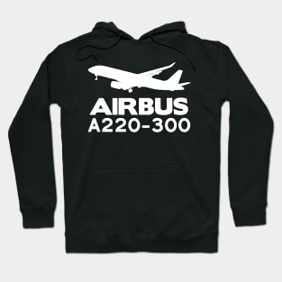 Airbus A220-300 Silhouette Print (White) Hoodie